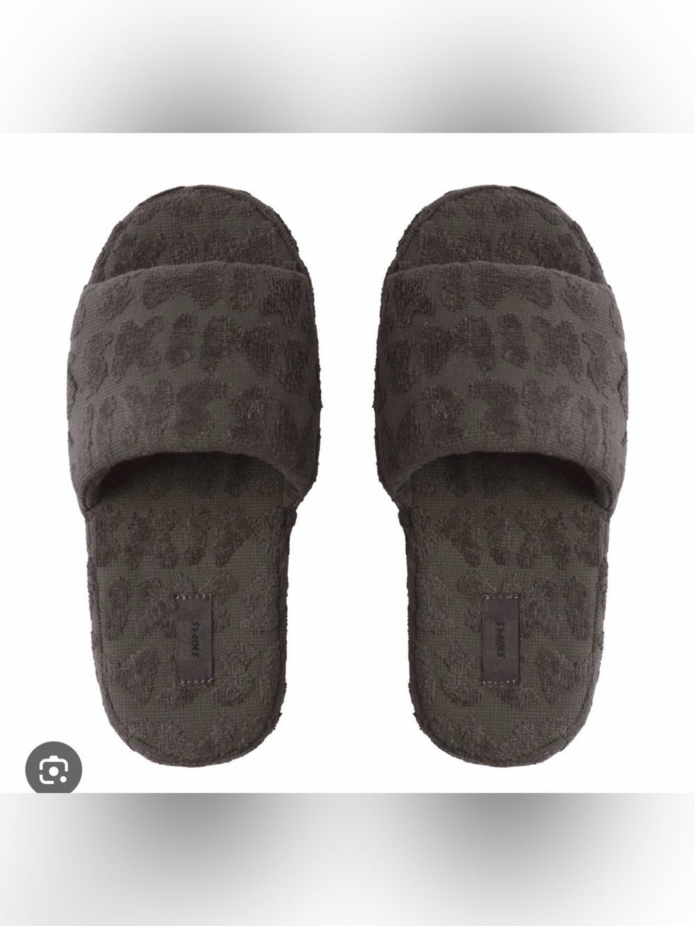 SKIMS NWOT SLIPPERS SPA TERRY CLOTH LOGO PLATFORM GUNMETAL GRAY SIZE 36/7